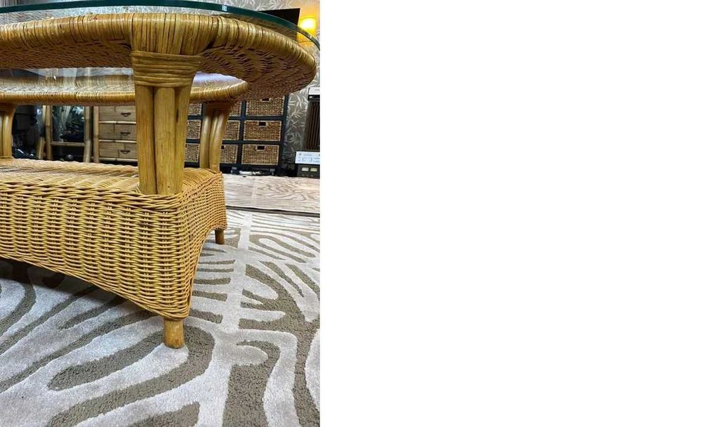 masa cafea ratan impletit lemn masiv mango