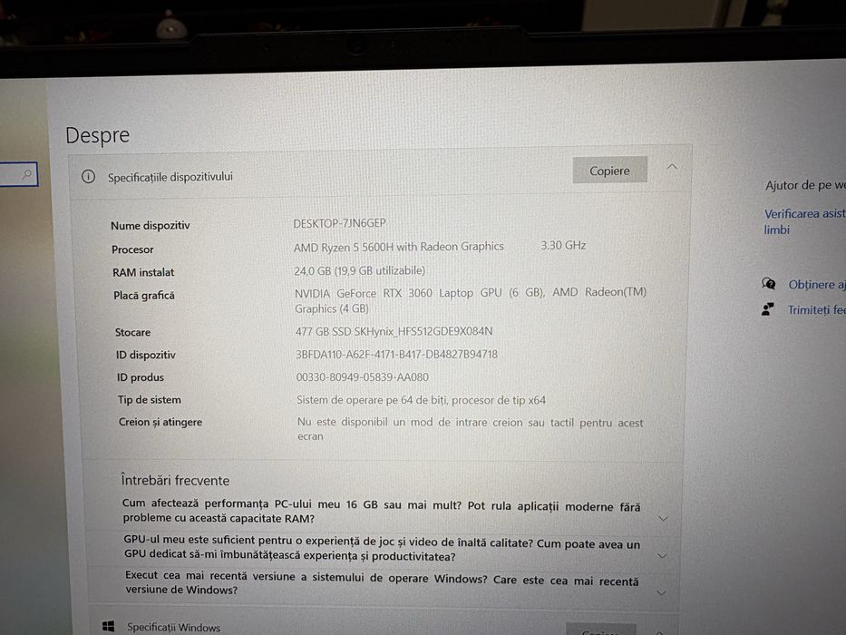 Laptop Lenovo Legion RTX 3060