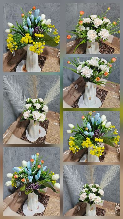 Гипсовая ваза с цветами