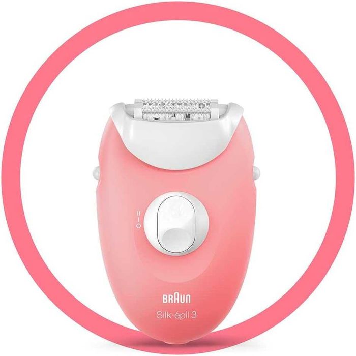 Epilator Braun Silkepil 3 SE3-176 20 pensete 2 viteze alb/roz pe cablu