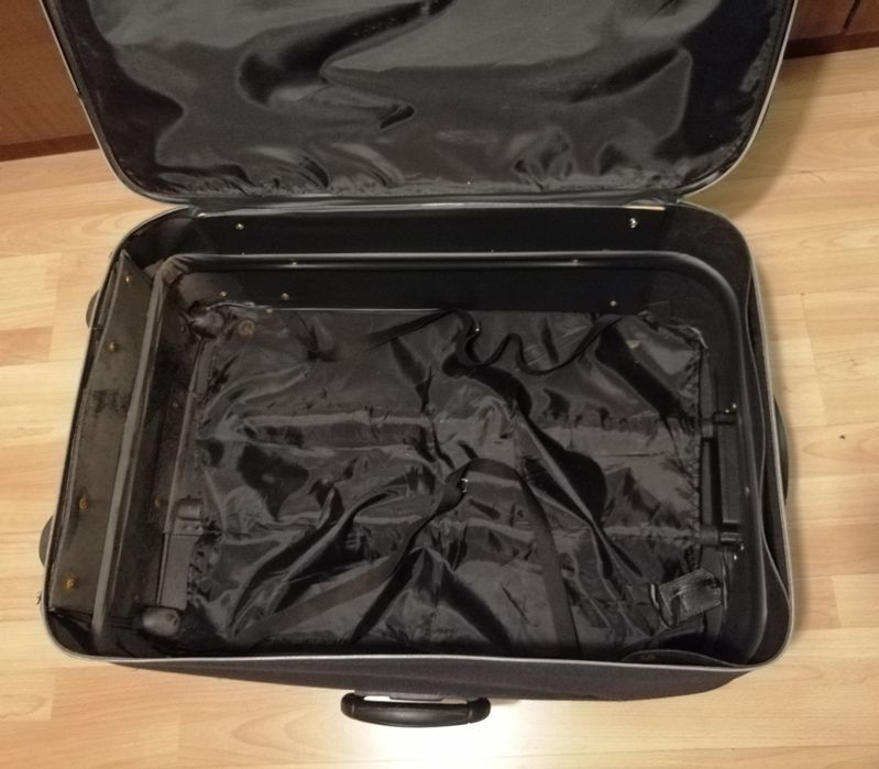 Куфари 3 бр, с 2 колелца:черен от плат, Kathy Von Zeeland, син твърд