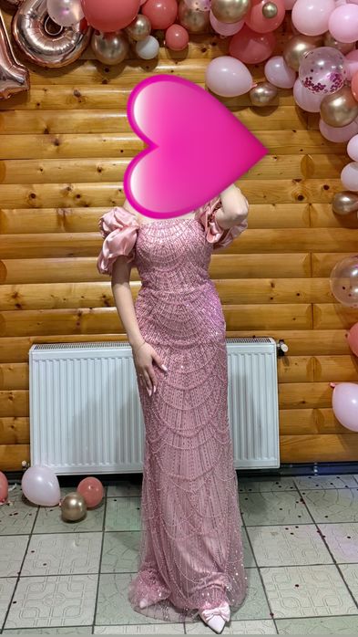 Rochie elegantă roz pudră Gia Fashion – purtată o singură dată