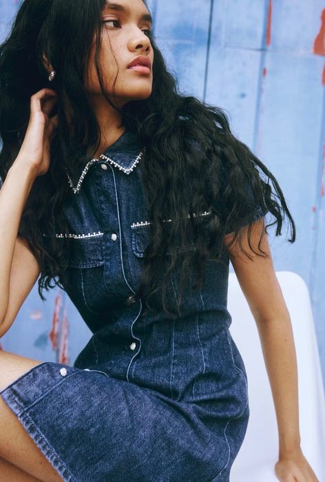 Дънкова рокля с камъни H&M