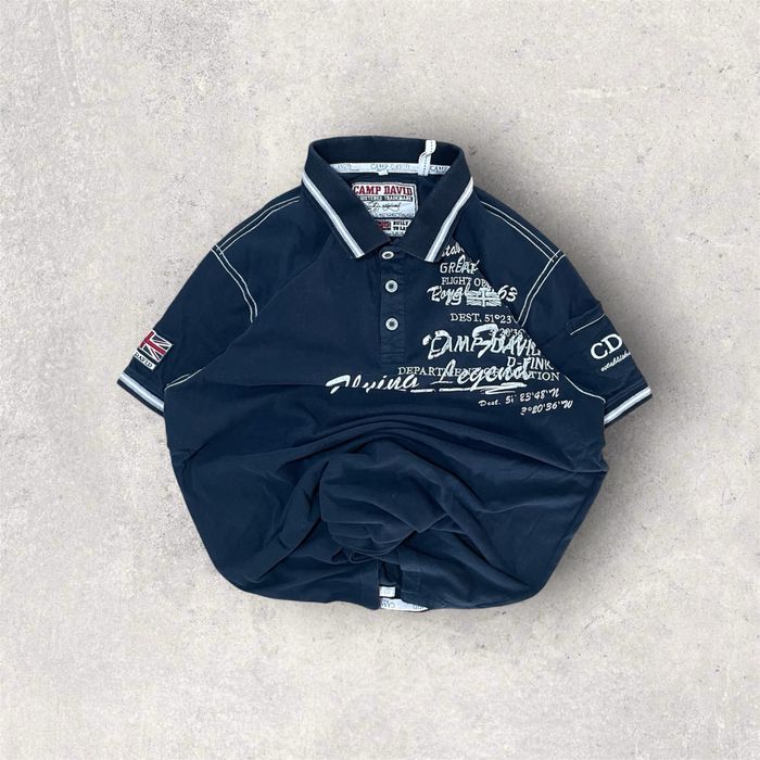 tricou polo Camp David, bărbați mărimea L albastru închis