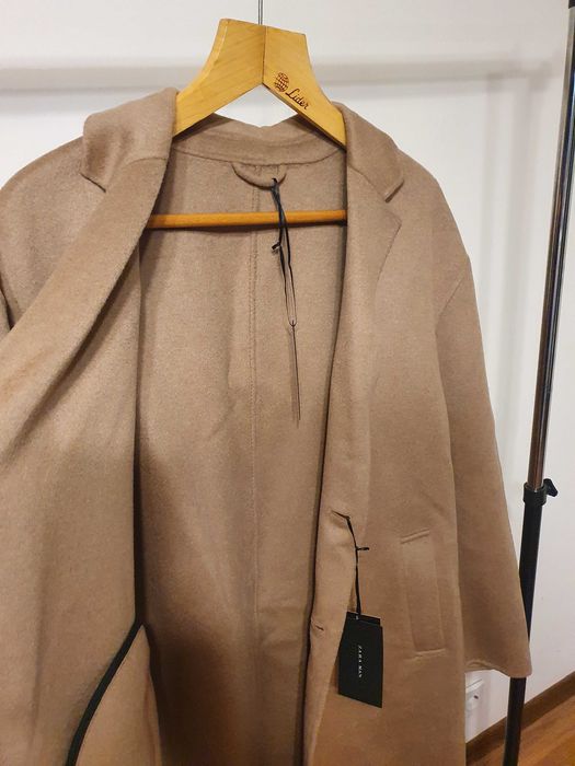 Palton barbati ZARA handmade din lana mar XL NOU