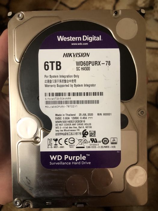 Жесткие диски Western Digital WD60PURX-78 (HIKVISON) на 6 терабайт