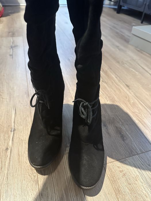 Високи ботуши от естествен велур, номер 40