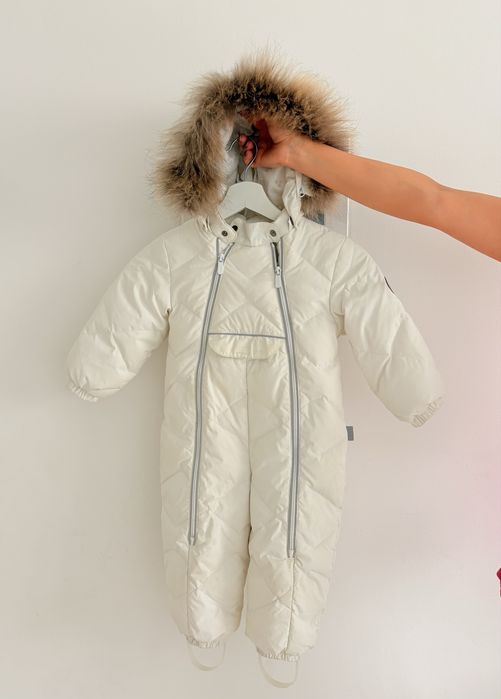 HUPPA белый зимний детский комбинезон с натуральным мехом, 1–4 года