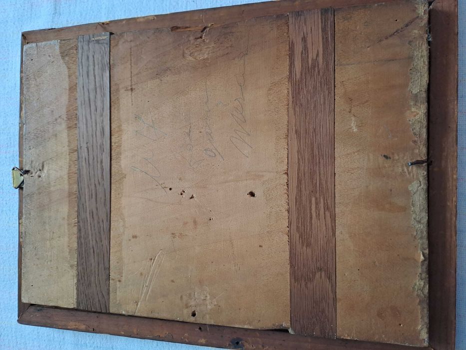 tablou icoana veche pictura pe lemn I Dogarescu 33/25 cm