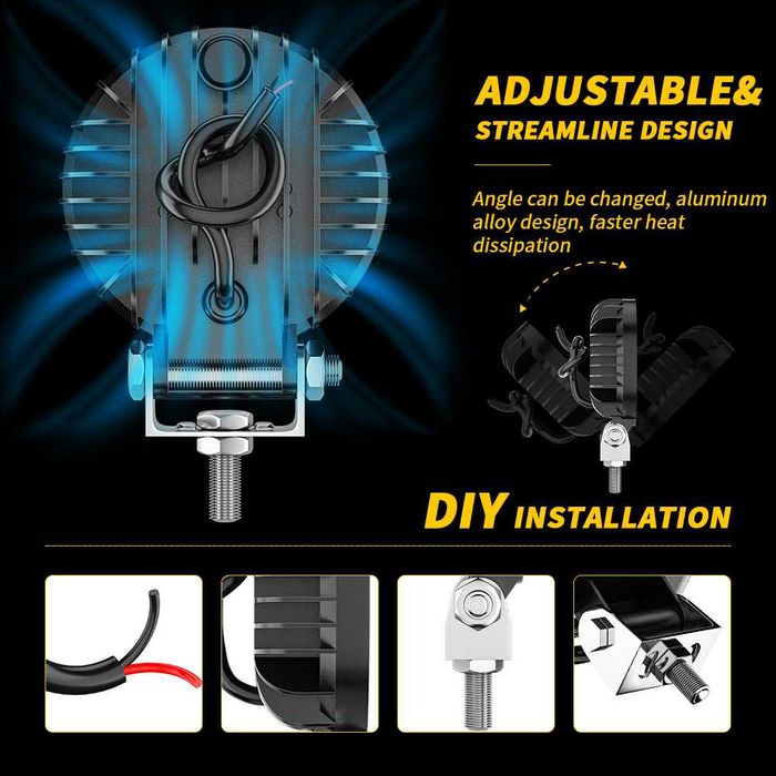 LED работна лампа 12V-24V бяла светлина Джип АТВ Mотокар