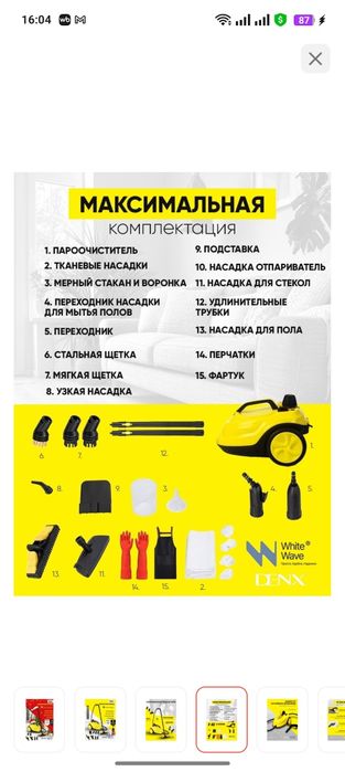 Пароочиститель Denx White Wave