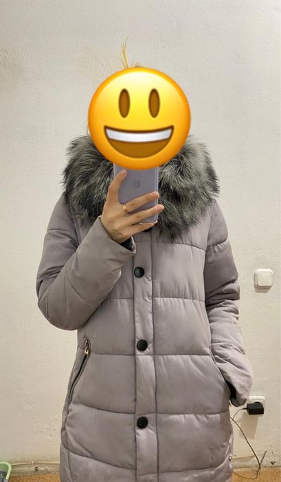 Зимний пуховик серый