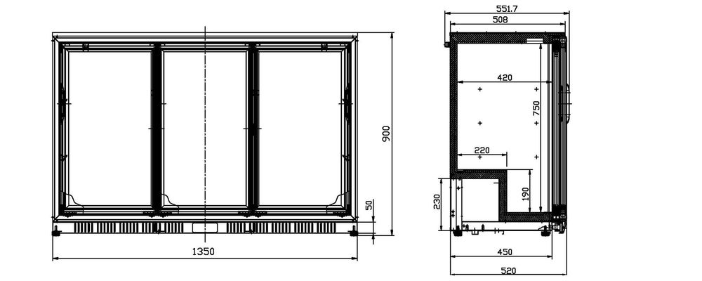 Vitrina frigorifica de bar /3 usi culisante - 138 cm /Virtus IBC0027SD