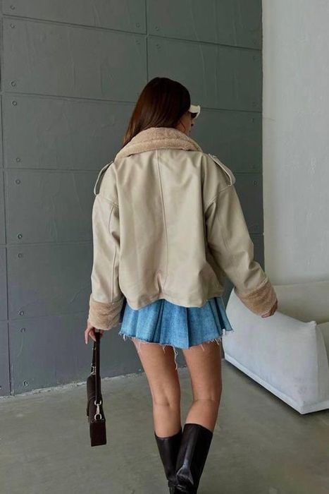 Зимно яке с топла подплата в цвят капичино