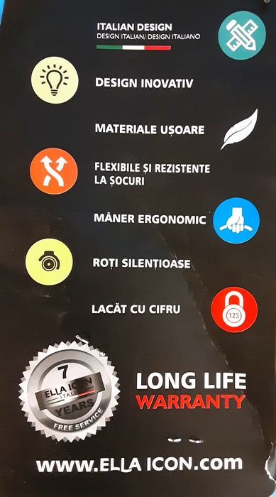 Trolare premium ELLA ION material rezistent ABS - NOI - 110 Lei/Bucata