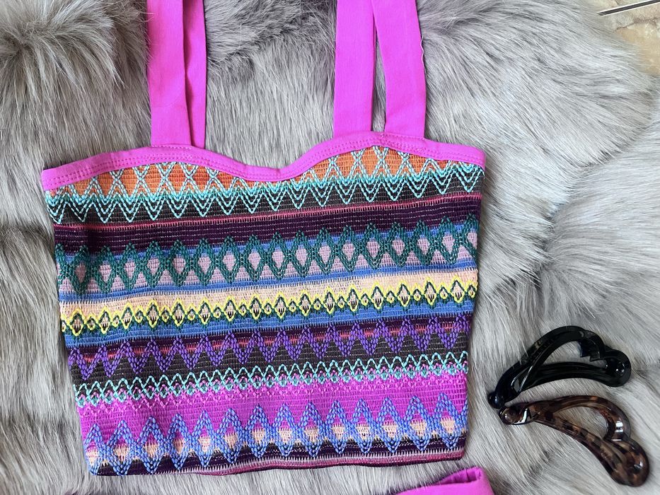 Дамски плетен комплект бохо с подарък две шноли за коса