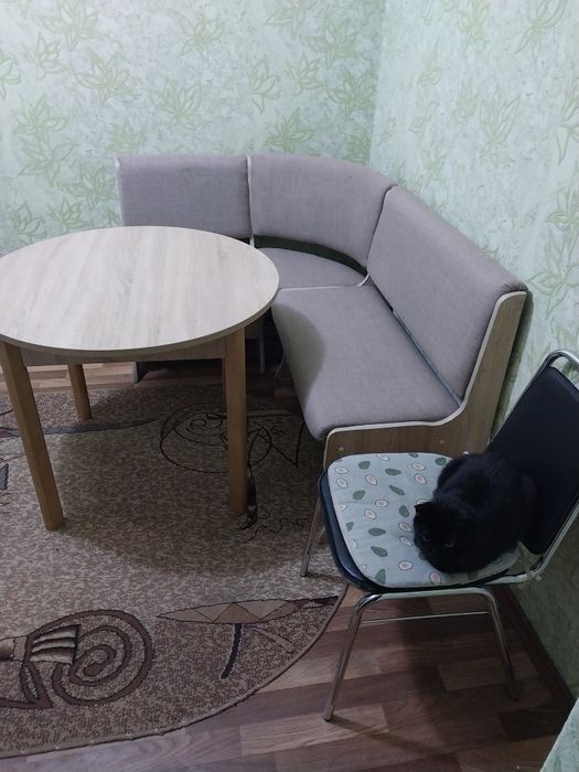 Обеденная зона , стол ,два стула , диванчик