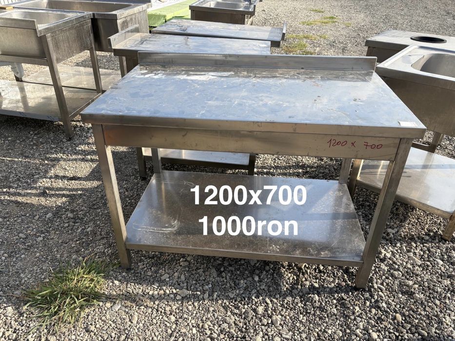 Chiuveta inox 120x70 70x70 mese inox 120x70 180x70 rafturi inox 100x50x200H 140x49x180H second hand