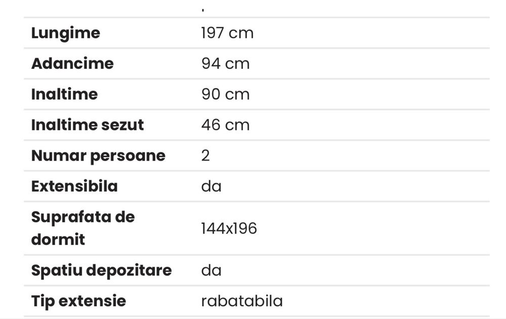 Canapea extensibila cu lada de depozitare
