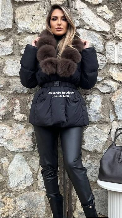 Geaca cu blana naturala de vulpe