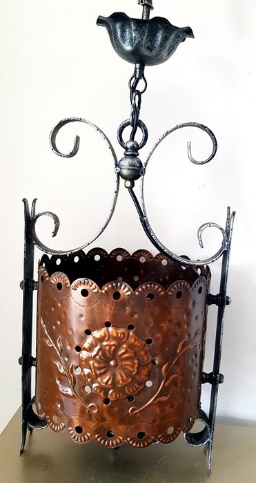 Candelabru vechi din fier forjat  bronz și cupru