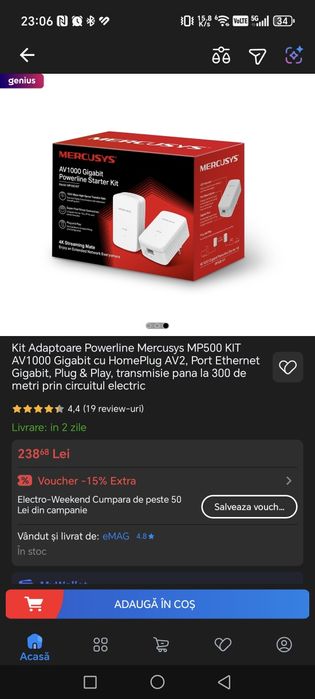Kit Adaptoare Powerline Mercusys MP500 KIT AV1000 Gigabit