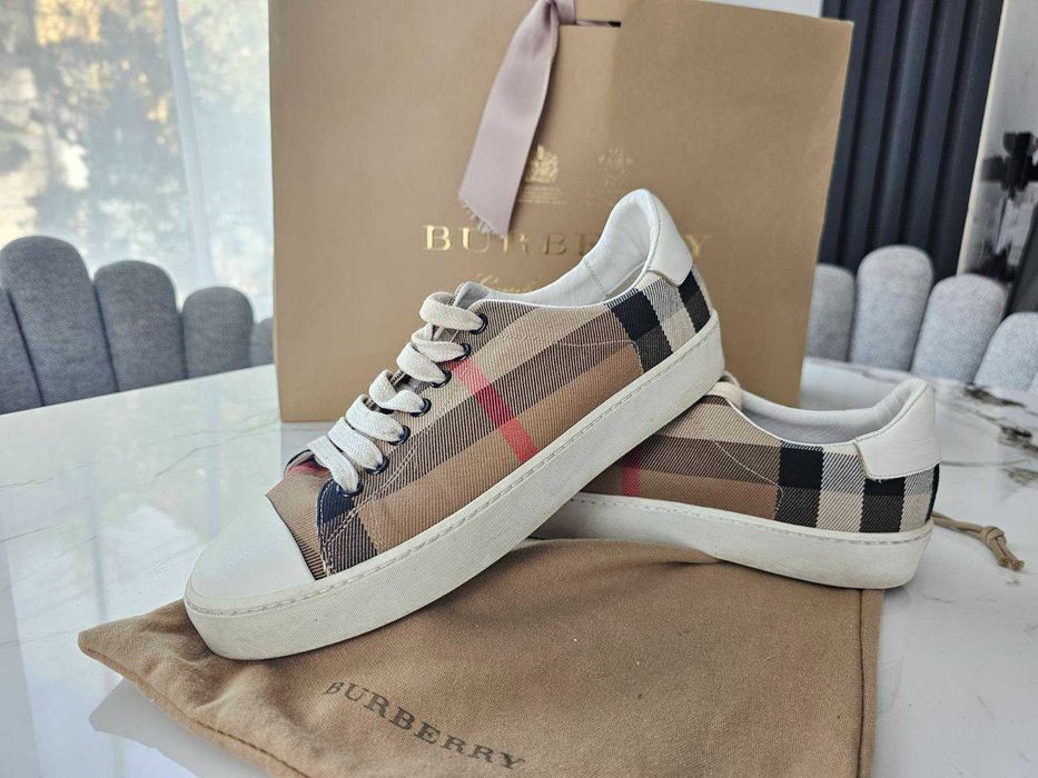 Обувки Burberry White/Beige Nova Check Canva 37 номер