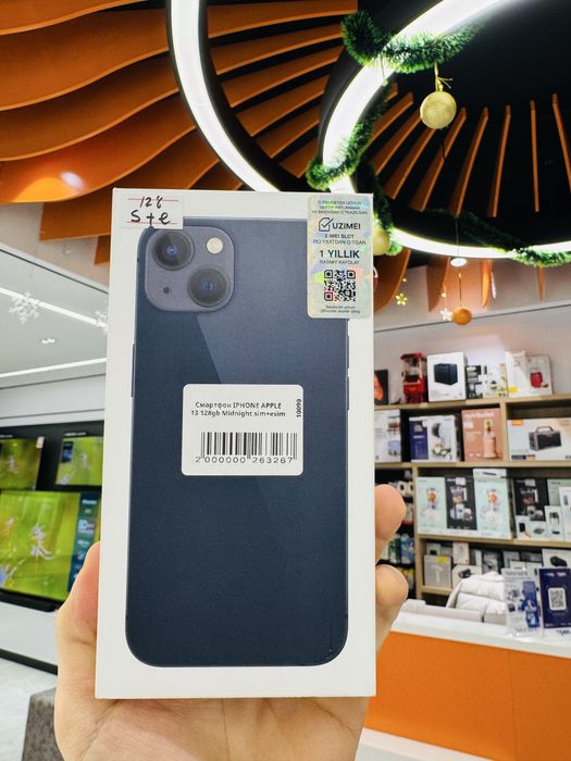 Apple Iphone New 13 128gb midnight kuk sim + esim Uzimei yangi