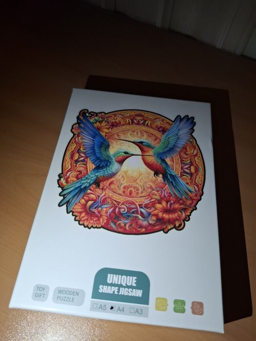 Дървен красив пъзел с две птици цветен. Различни видове