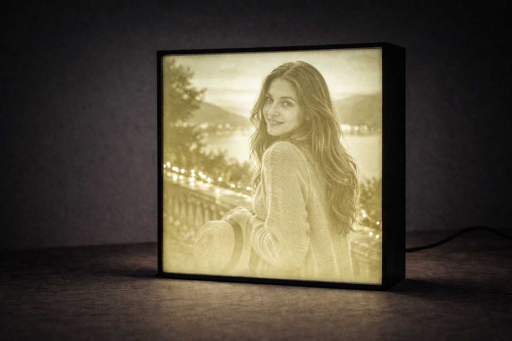 Cadou personalizat cu poza | Lampa 3D iluminata | Ideal cuplu / animale