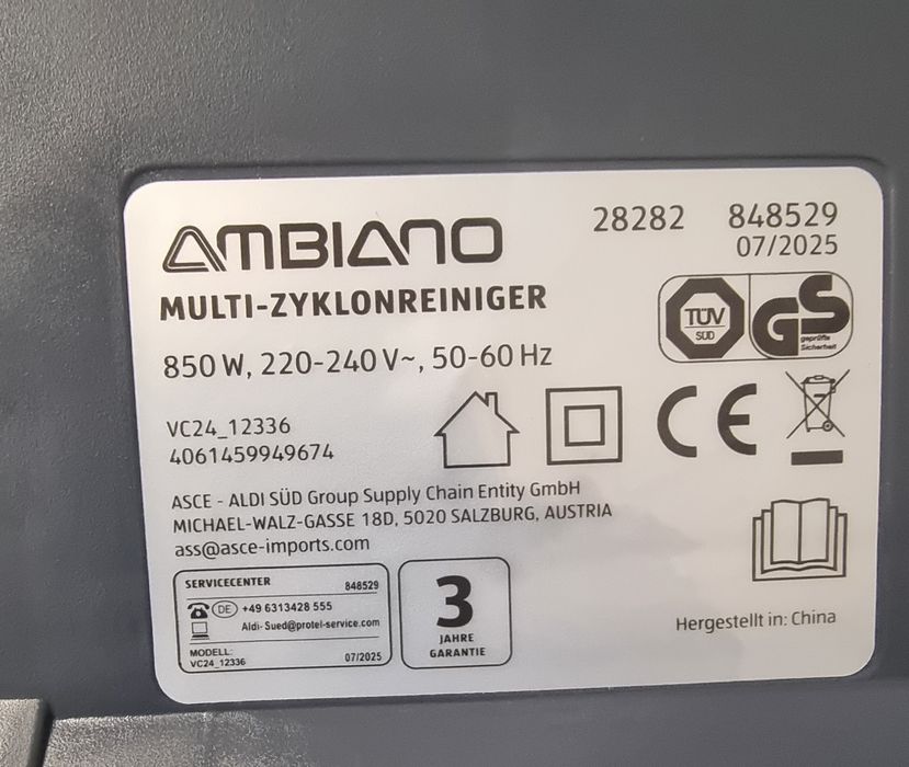 Прахосмукачка Ambiano 850w