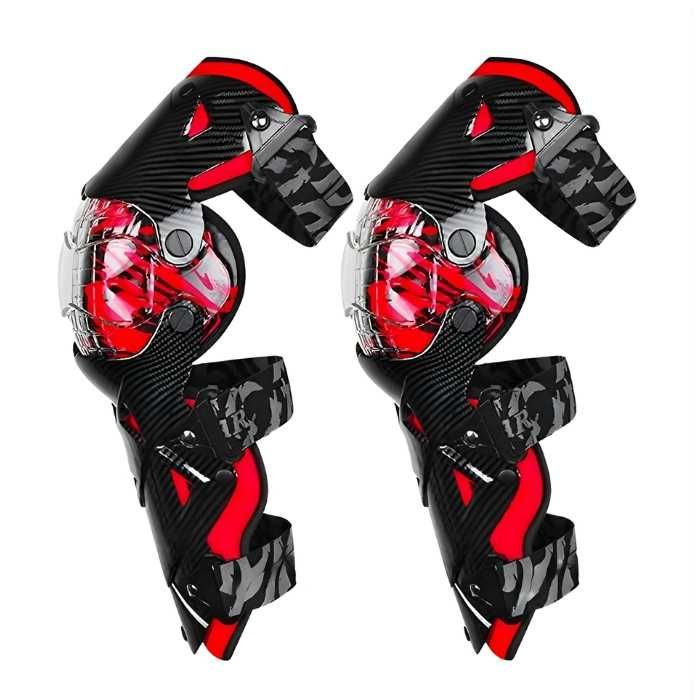 Мото наколенки PA968 комплект 2 бр.  карбон зелени/червени