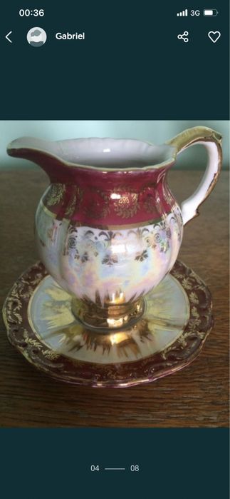 Set  de cafea/ceai  din portelan fin de bavaria cu foita de aur/70 ani