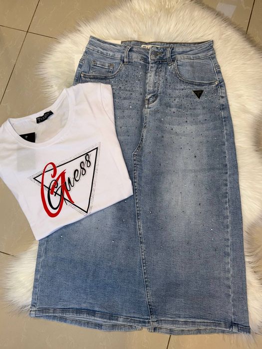Tricou + fustă de blugi