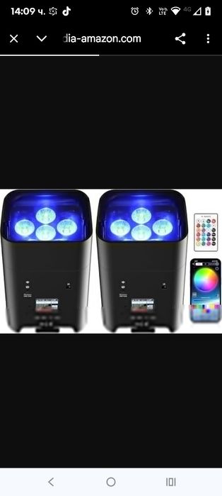 2 бр. захранвани от батерии прожектори, презареждащи се, Par Can 6x18W