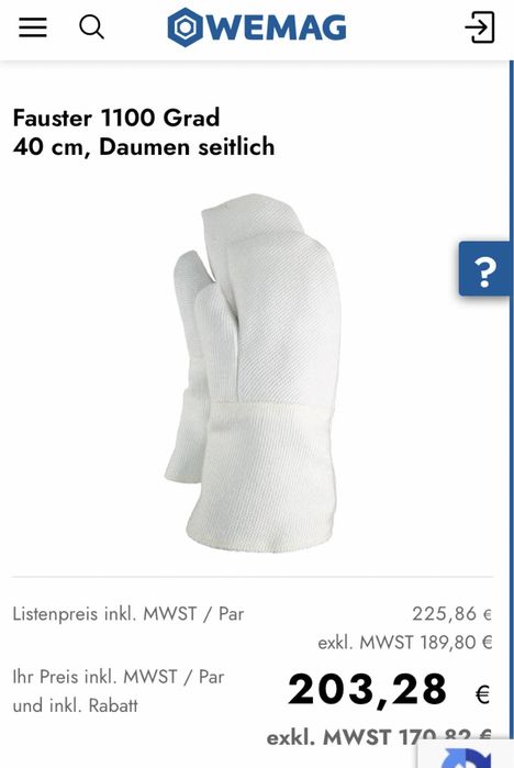 Manuși ignifuge 1100 grade