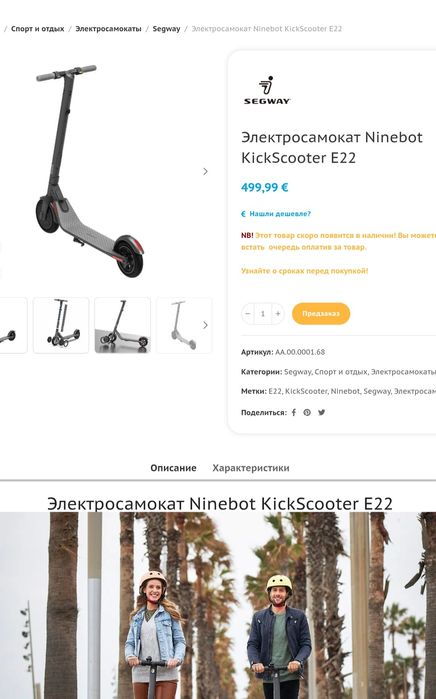 Электросамокат Ninebot e22