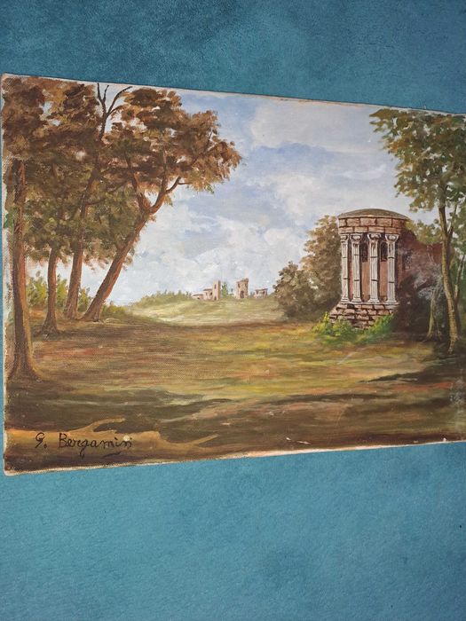 tablou pictura pe panza 30/40 cm semnat Bergamin