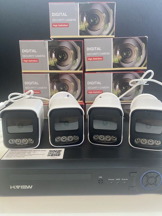 Комплект видеонаблюдение 4 камери + 8 канален PoE NVR H.View Full HD