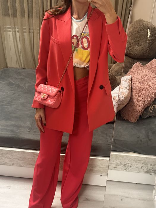 Сет сако и панталон зара zara цвят циклама