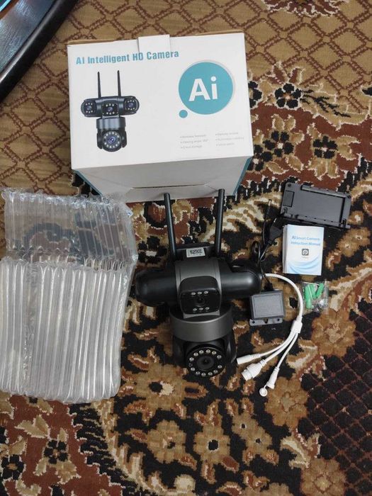 уличная ip wifi камера(не сим карта). 4 объектива, 4 экрана.