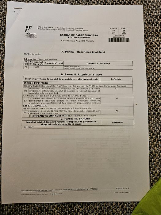 Vânzare teren  Cheia, Maneciu,Prahova