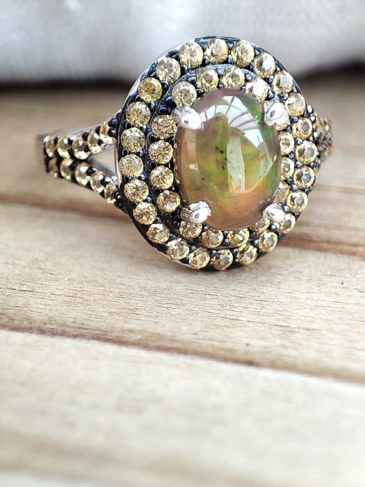 925 -Inel Argint Cu Opal Si Safir Masura 15