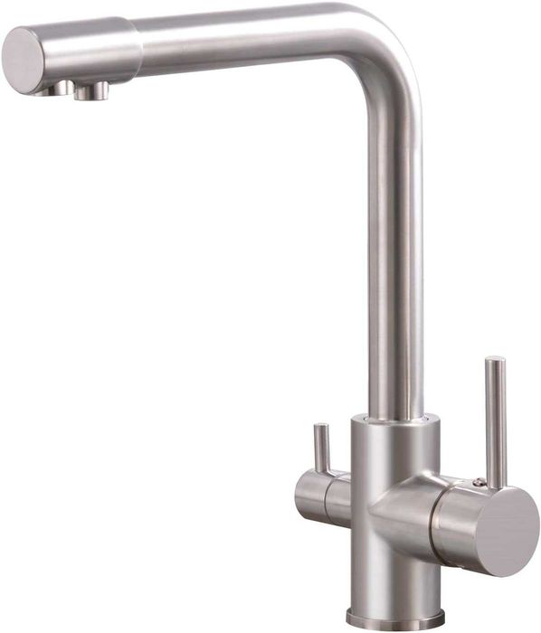 Baterie bucătărie cu 3 căi, pentru sistem de osmoză, culoare periată