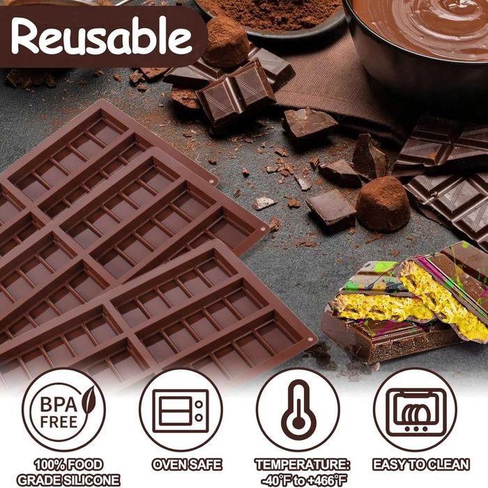 Пакет от 3 форми за шоколадови блокчета, изработена от силикон