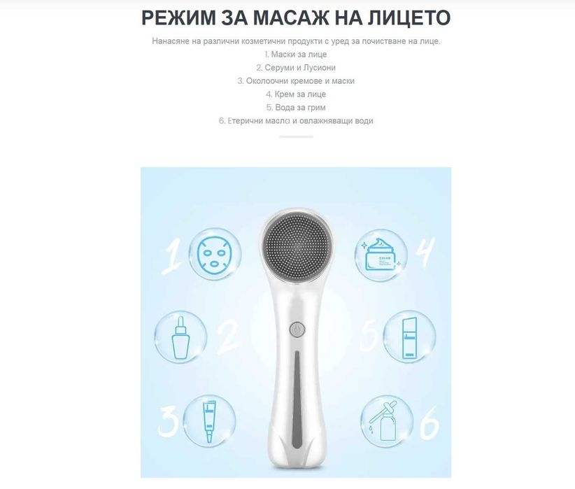 Уред за професионално почистване на лице с функция Ion EMS лифтинг