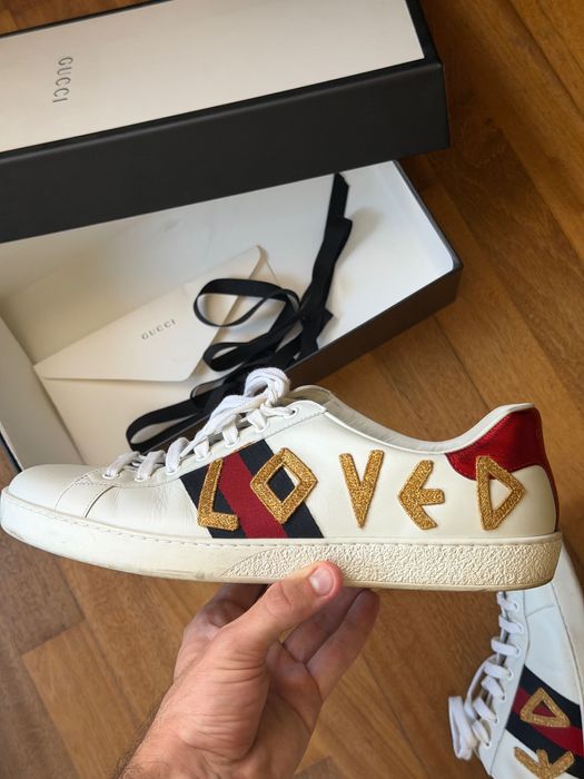 Gucci Ace Embroidered "Loved" Sneakers