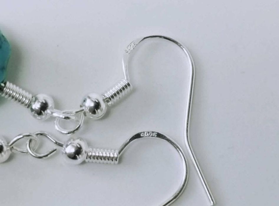 Vechi cercei din argint de 925, cu piatra turcoaz si perle de cultura