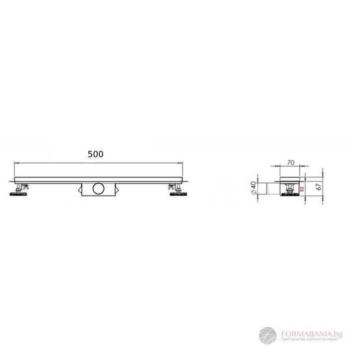 Иноксов Линеен сифон 50см