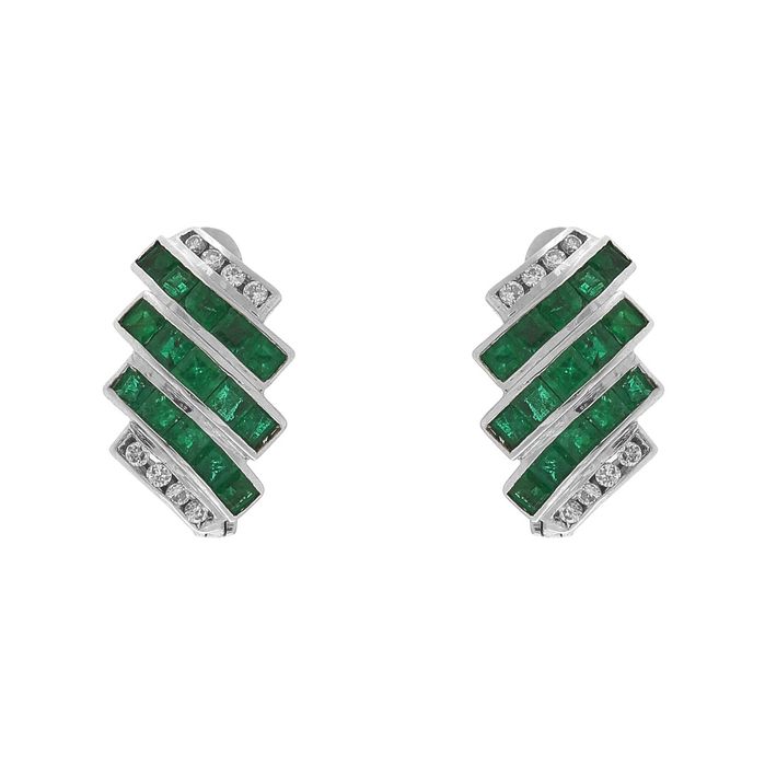 Cercei aur 18k smaralde diamante certificat
